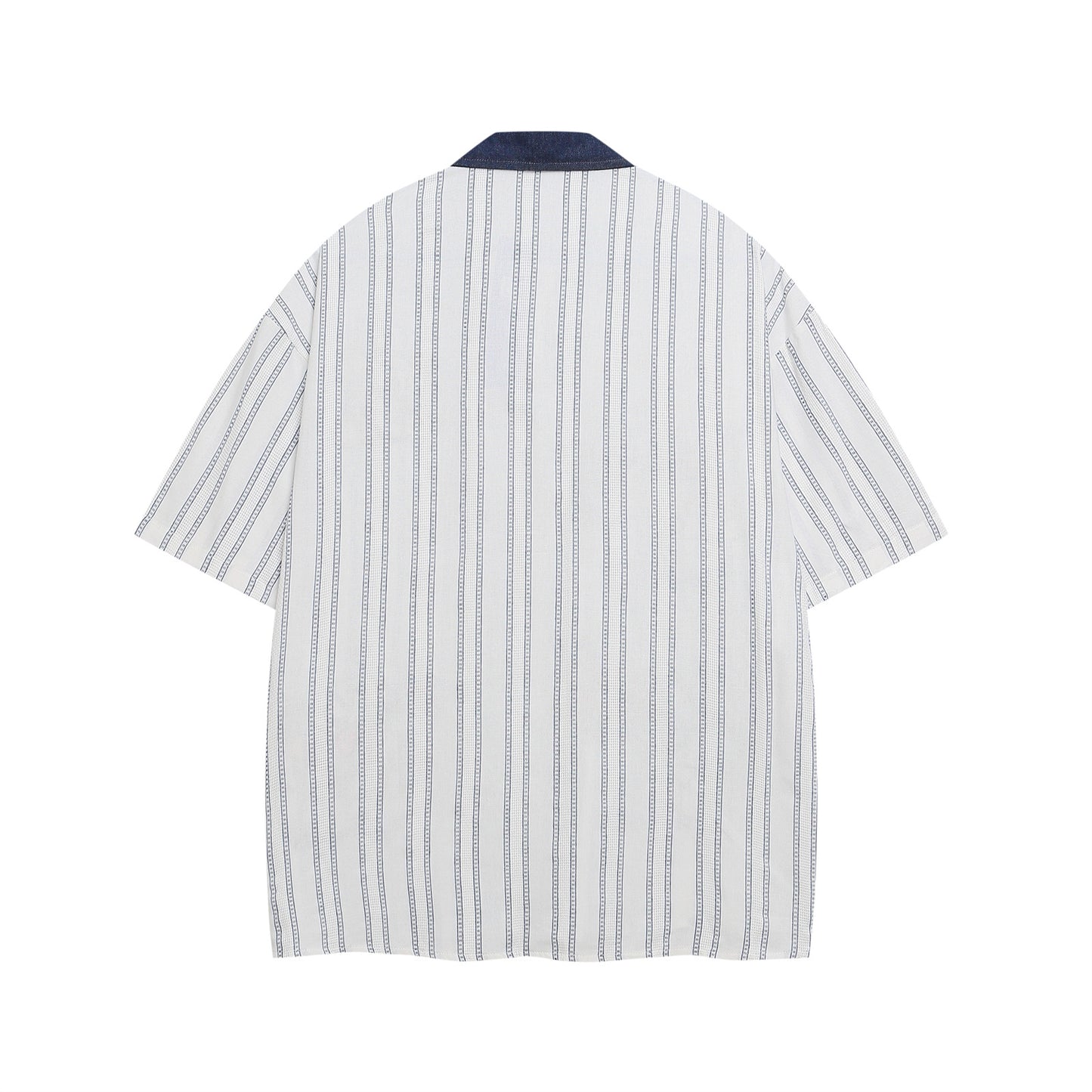 𝔼mbro 𝕊hirt𒉽美式復古卡通刺繡寬鬆條紋襯衫 IN-13