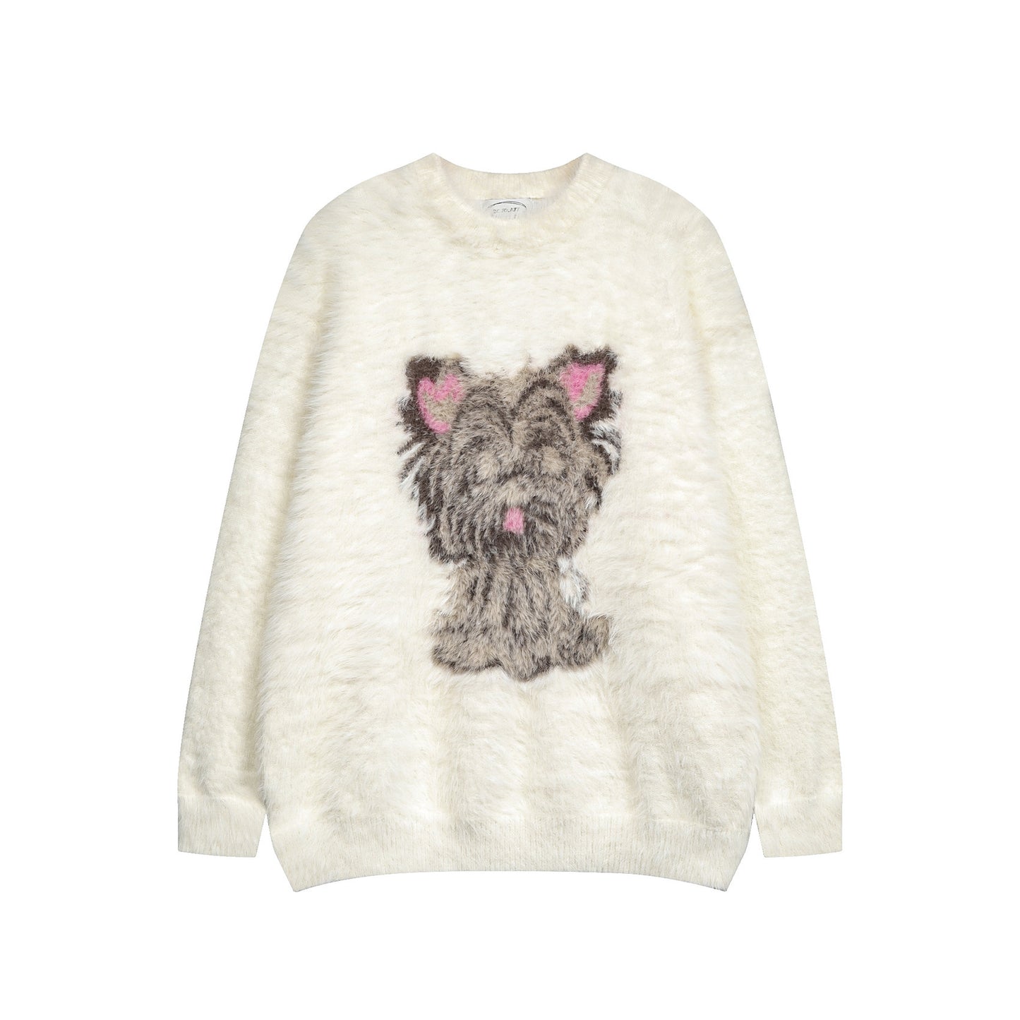 ⓀⓃⒾⓉ𒉽2025秋冬復古慵懶小狗圓領針織 M-14