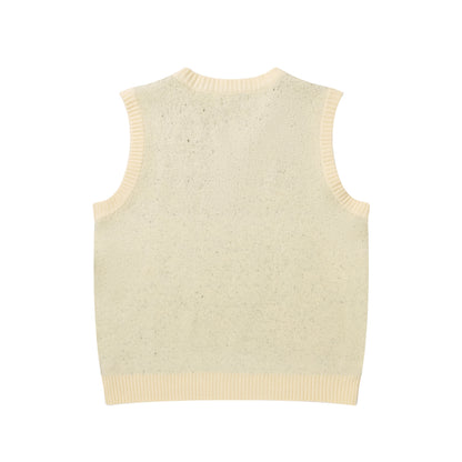 ⓀⓃⒾⓉ𒉽2025秋冬復古貓咪字母V領針織背心N-10