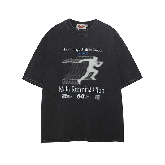 𝕃oose 𝔽it ☞𝟤𝟢𝟤𝟧 ☜美式復古人像印花圓領男女中性 T-Shirt寬版上衣 MT-8