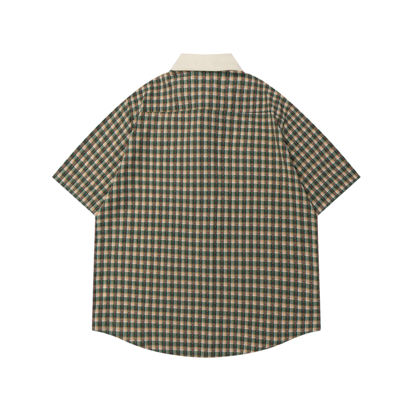 𝔼mbro 𝕊hirt𒉽美式復古可愛熊貓刺繡格子襯衫N-6