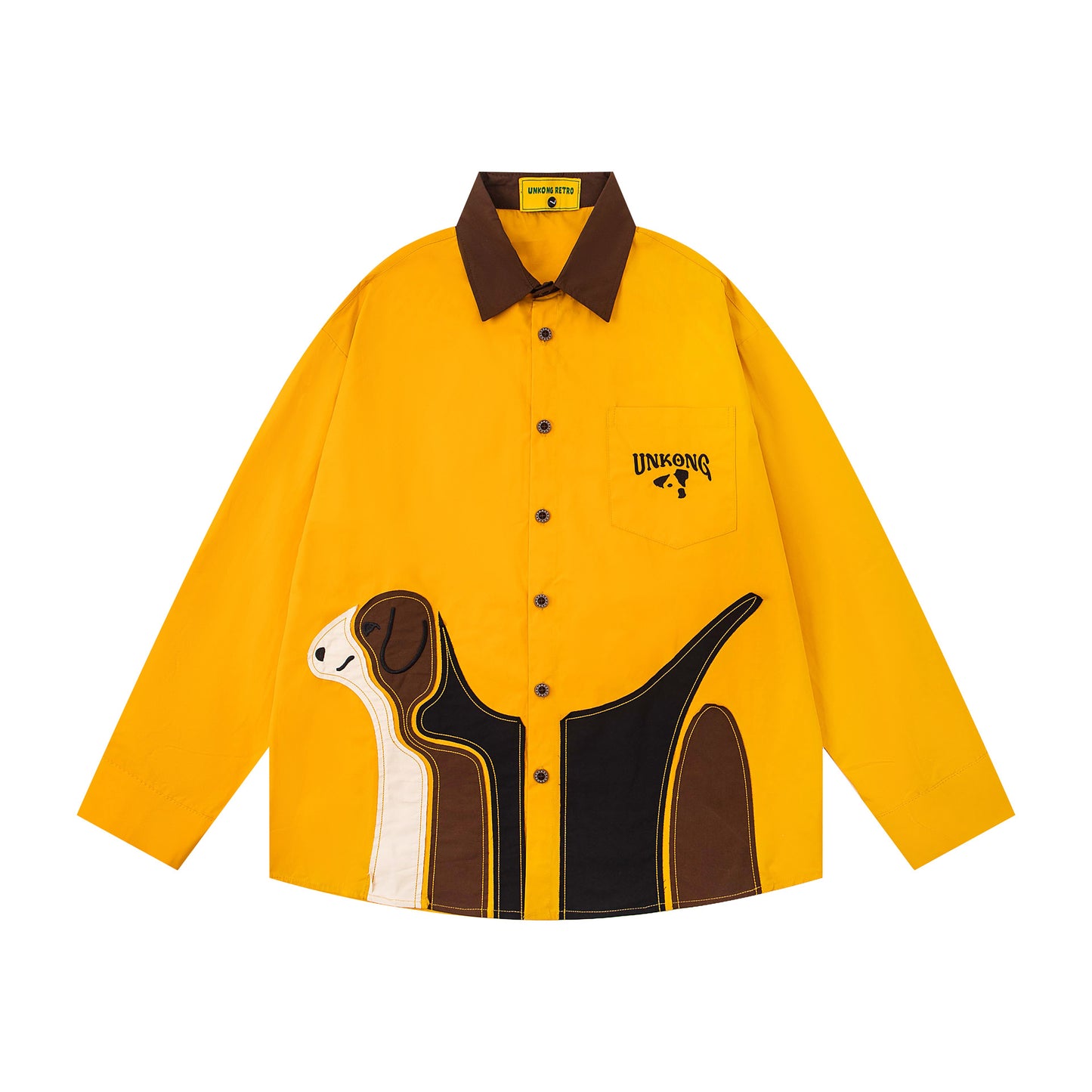 𝔼mbro 𝕊hirt𒉽2025秋冬小狗貼布繡寬鬆襯衫N-35