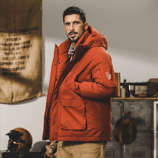 snɔoɟ uoı̣snɟ - 美式連帽羽绒服冬季防風禦寒保暖滑雪登山服潮牌寬鬆工裝外套 FG-366