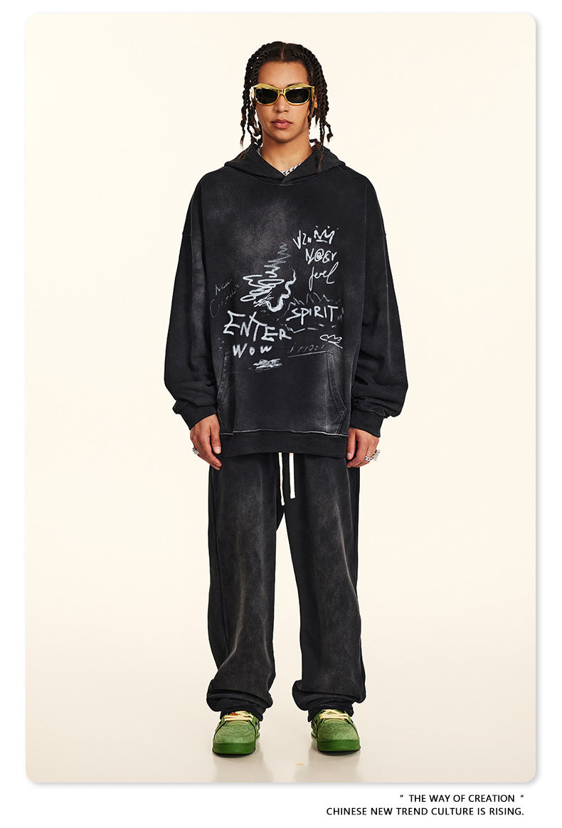 ♛𝔽𝕦𝕤𝕚𝕠𝕟 𝔽𝕠𝕔𝕦𝕤 ♛2025秋冬高磅復古水洗印花帽T 572