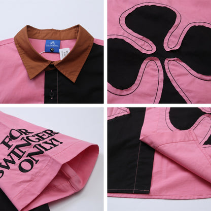 𝕃oose 𝔽it ☞𝟤𝟢𝟤𝟧 ☜美式復古拼色設計感短袖襯衫 CH-59