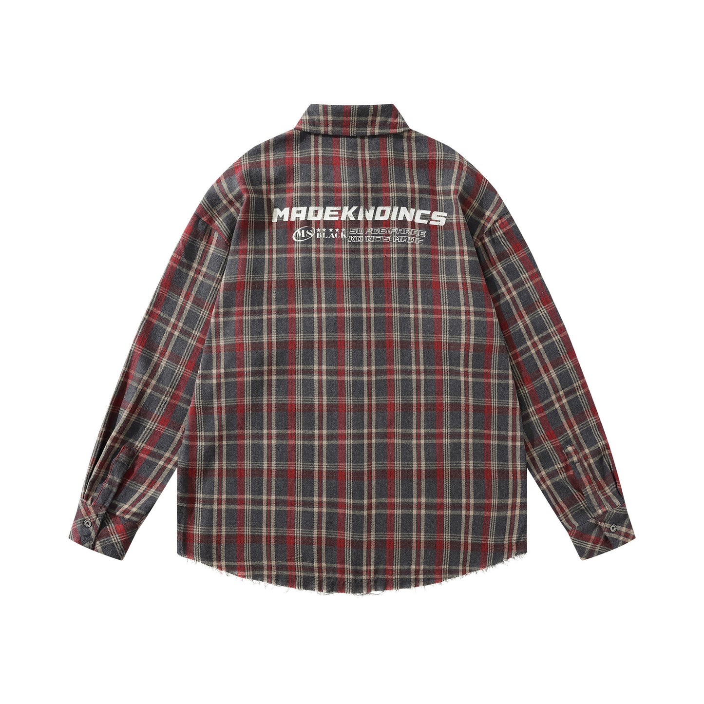 𝔼mbro 𝕊hirt𒉽2025秋冬復古格子寬鬆襯衫JD-8