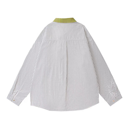 𝔼mbro 𝕊hirt𒉽2025秋冬小狗刺繡寬鬆襯衫外套C-12