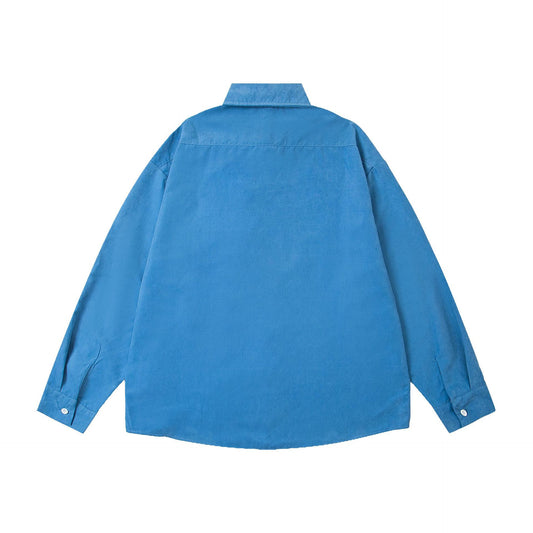 𝔼mbro 𝕊hirt𒉽2025秋冬領帶系列刺繡小花寬鬆襯衫M-369-1