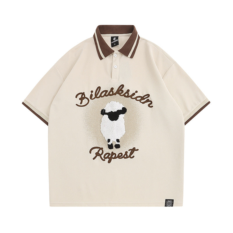 Polo Shirt𒉽美式復古綿羊翻領POLO衫JD-29