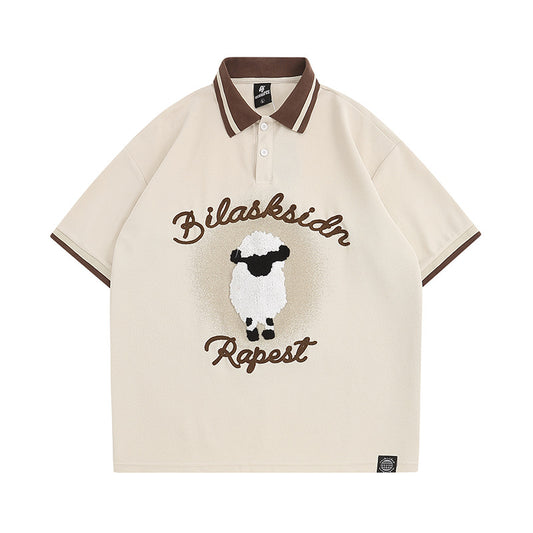 Polo Shirt𒉽美式復古綿羊翻領POLO衫JD-29