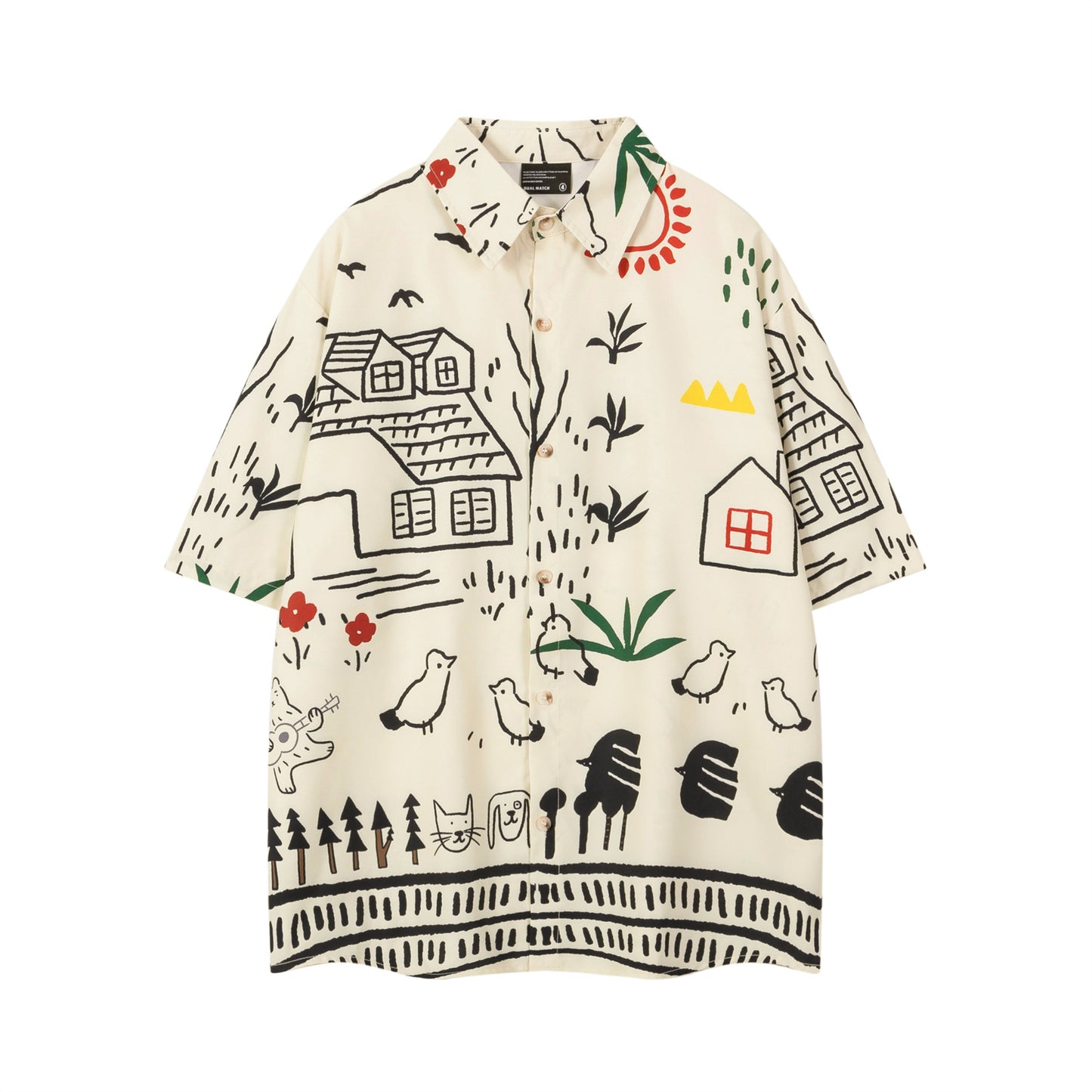 𝕃oose 𝔽it ☞𝟤𝟢𝟤𝟧 ☜日式復古趣味塗鴉印花休閒短袖襯衫	 DU-A31