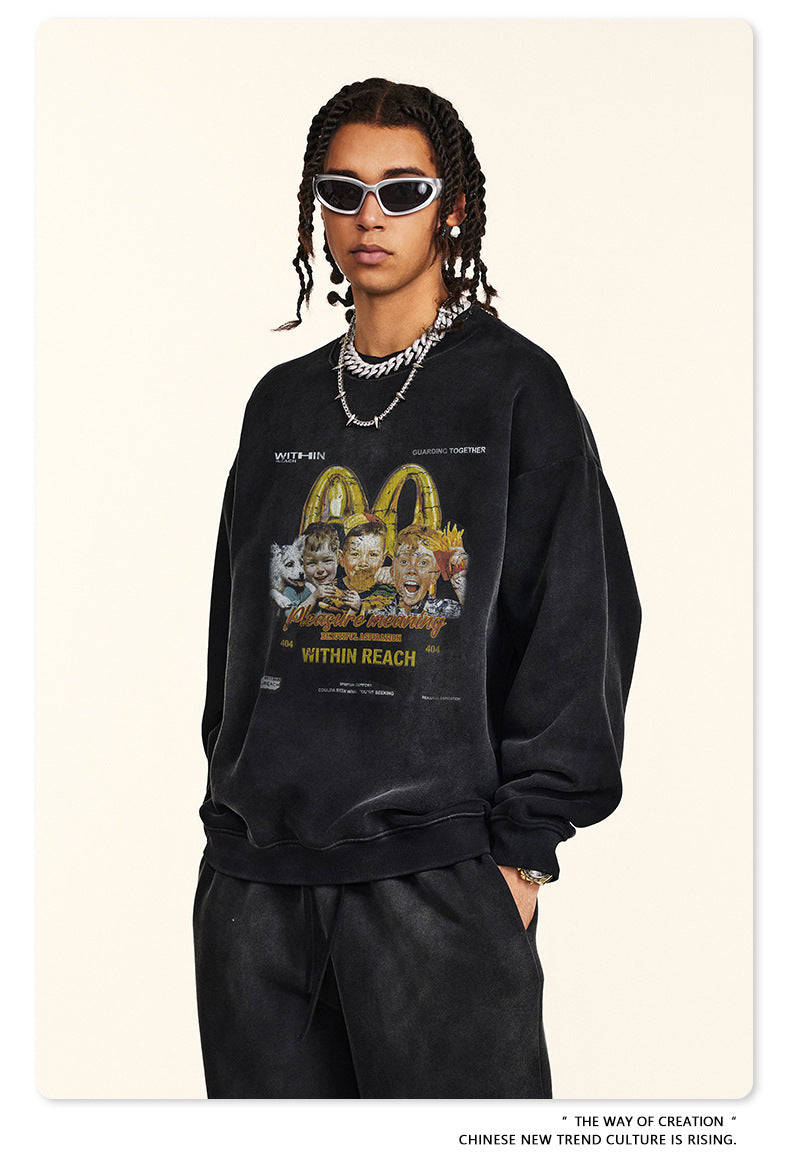 ♛𝔽𝕦𝕤𝕚𝕠𝕟 𝔽𝕠𝕔𝕦𝕤 ♛2025秋冬高磅復古水洗印花帽T B-00