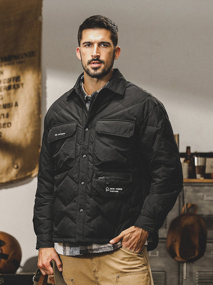 snɔoɟ uoı̣snɟ - 工裝羽絨襯衫外套秋冬款2025年新款戶外襯衣冬季輕薄羽絨服 FG-204