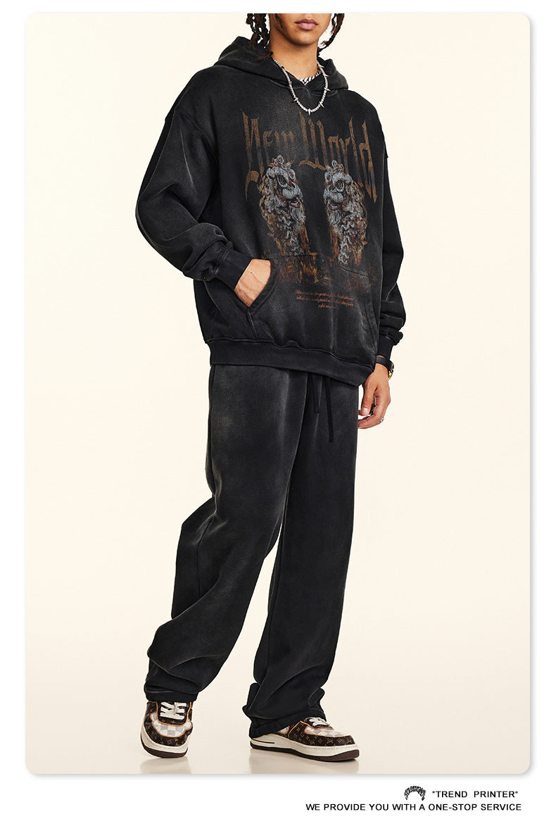 ♛𝔽𝕦𝕤𝕚𝕠𝕟 𝔽𝕠𝕔𝕦𝕤 ♛2025秋冬高磅復古水洗印花大學T B-50