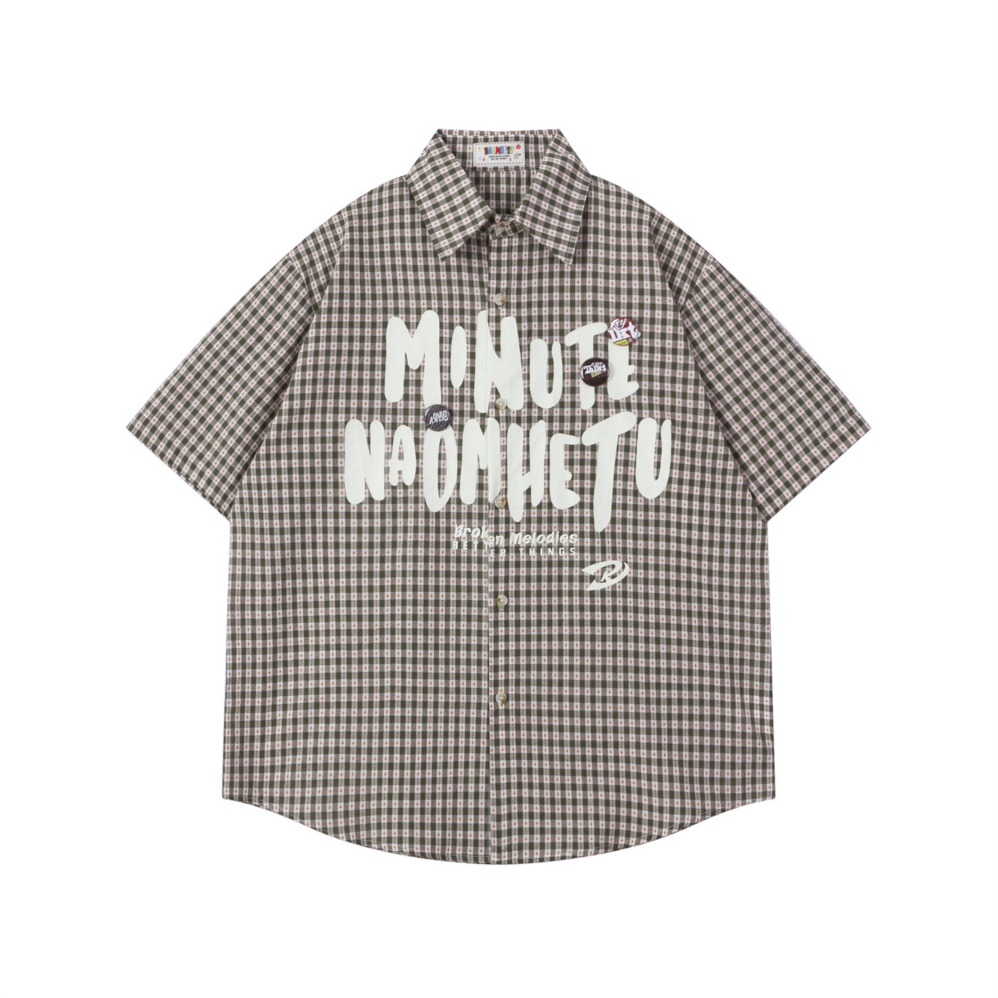 𝕃oose 𝔽it ☞𝟤𝟢𝟤𝟧 ☜美式復古字母印花短袖襯衫N-30