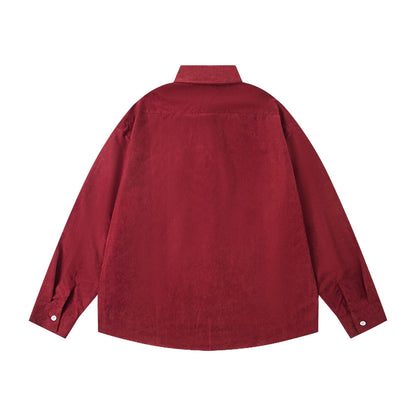 𝔼mbro 𝕊hirt𒉽2025秋冬領帶系列刺繡小花寬鬆襯衫M-369-1