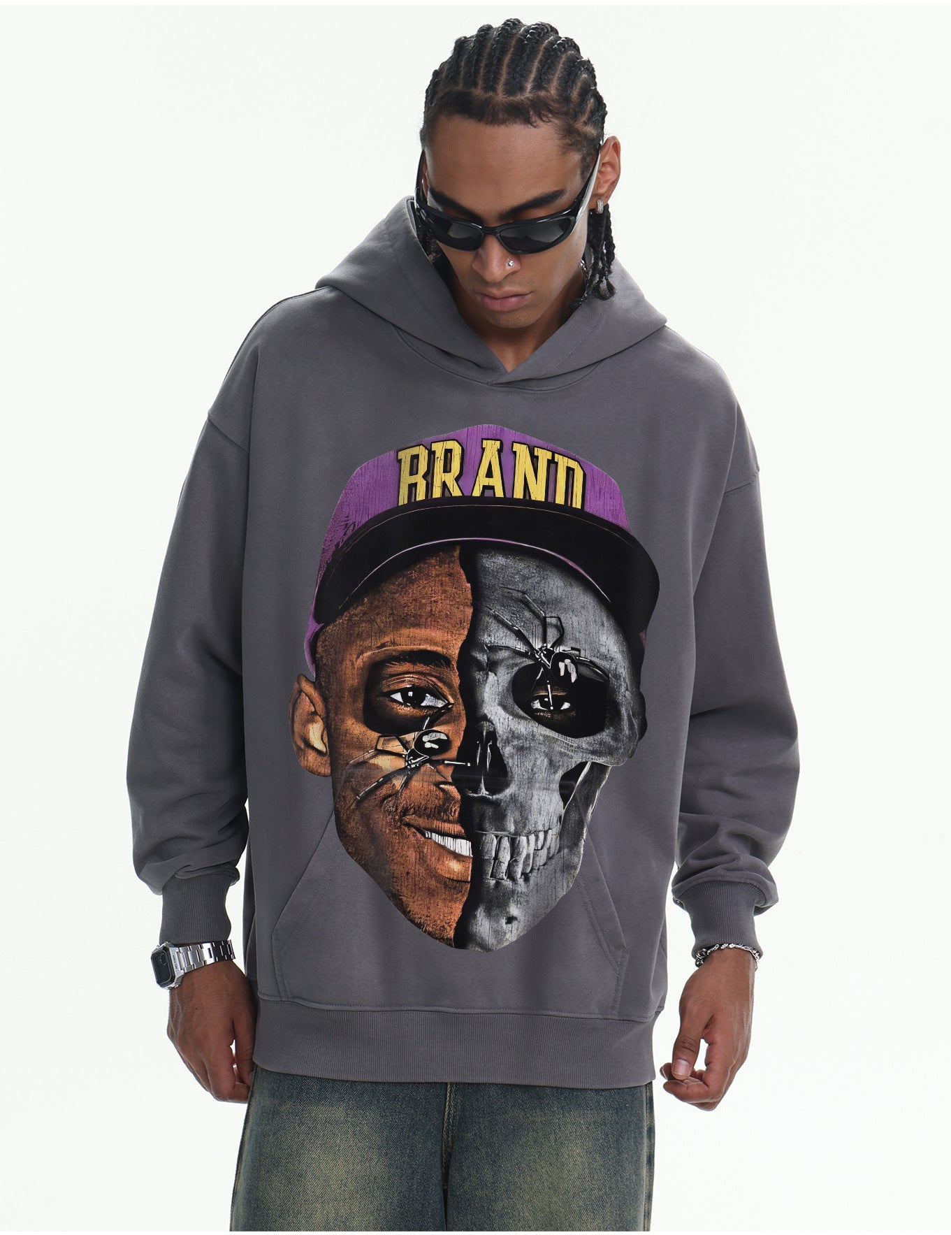 ♛𝔽𝕦𝕤𝕚𝕠𝕟 𝔽𝕠𝕔𝕦𝕤 ♛410G重磅水洗美式復古cleanfit連帽大學T  FZ-93