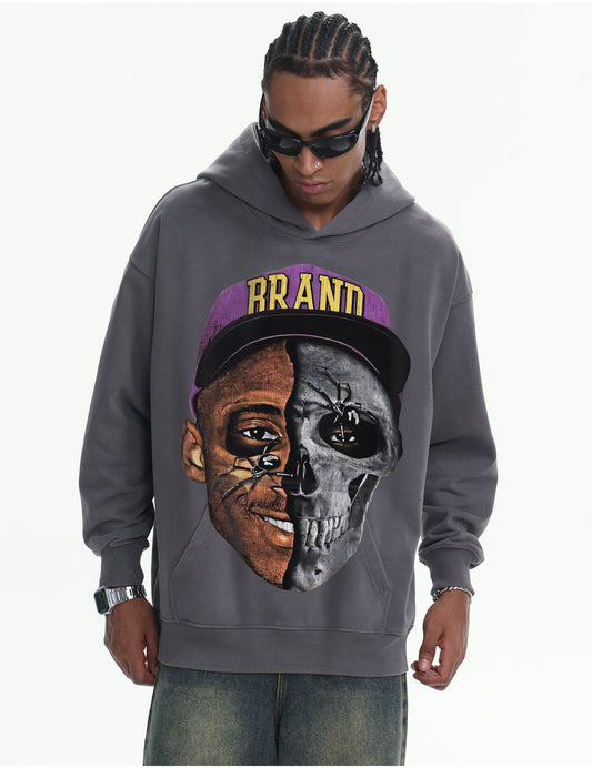 ♛𝔽𝕦𝕤𝕚𝕠𝕟 𝔽𝕠𝕔𝕦𝕤 ♛410G重磅水洗美式復古cleanfit連帽大學T  FZ-93