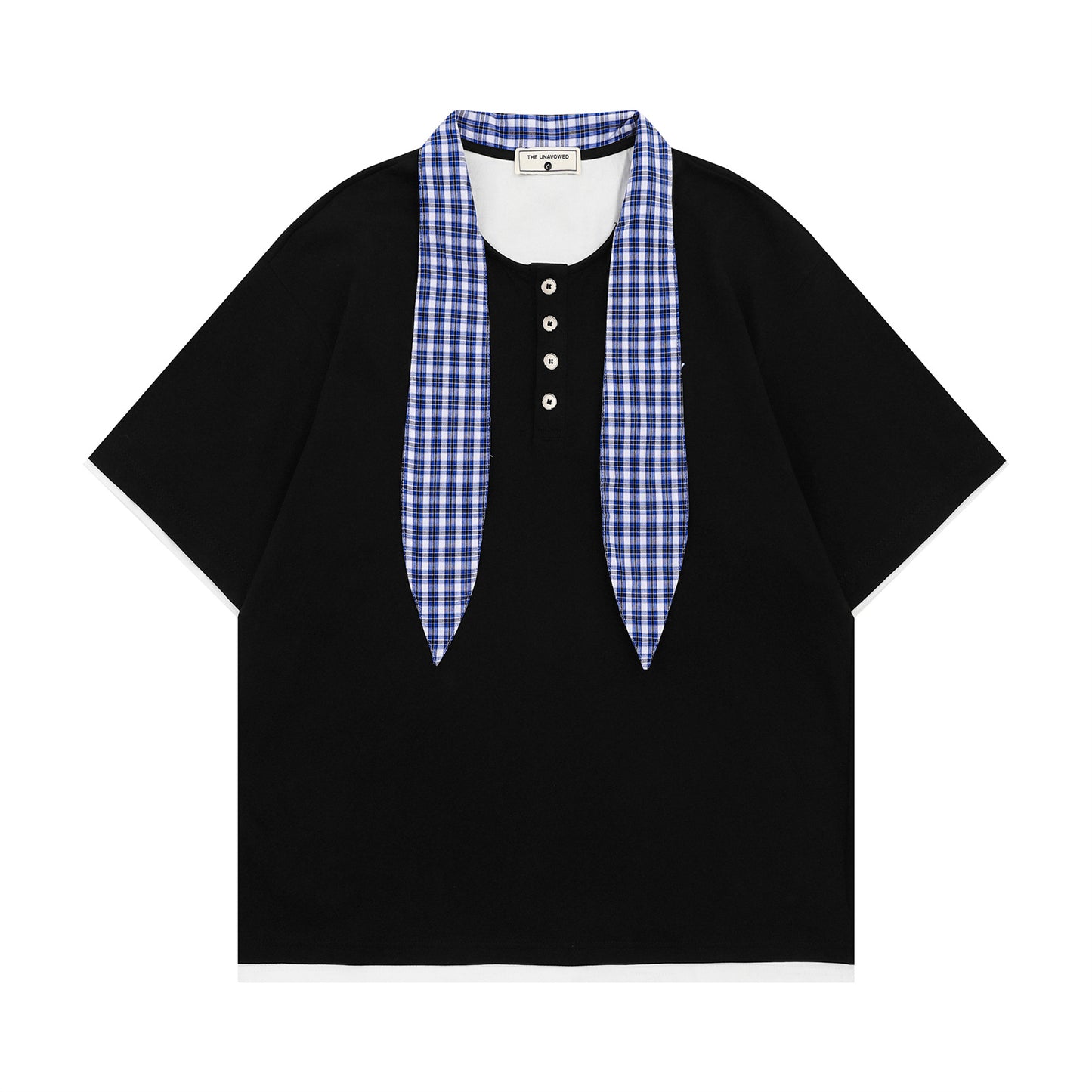 𝕃oose 𝔽it ☞𝟤𝟢𝟤𝟧 ☜領帶系列假兩件圓領寬版上衣T-38