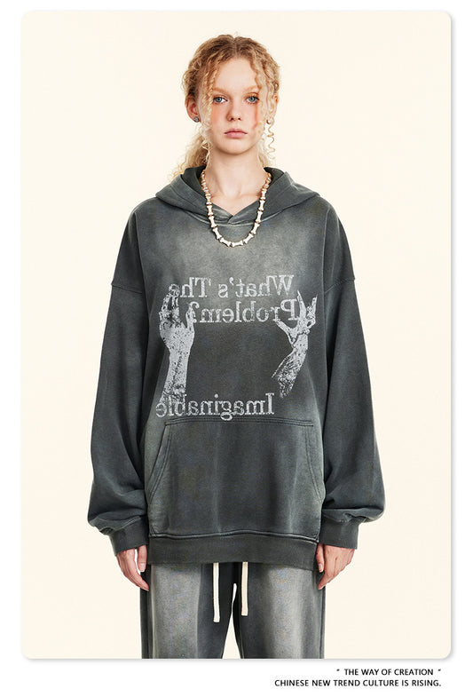 ♛𝔽𝕦𝕤𝕚𝕠𝕟 𝔽𝕠𝕔𝕦𝕤 ♛2025秋冬高磅復古水洗印花帽T 555