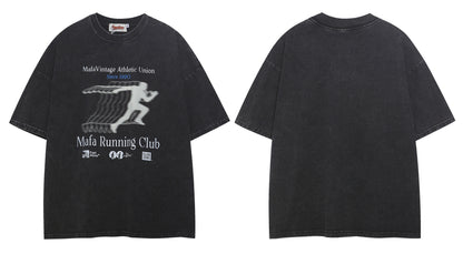 𝕃oose 𝔽it ☞𝟤𝟢𝟤𝟧 ☜美式復古人像印花圓領男女中性 T-Shirt寬版上衣 MT-8