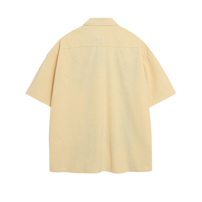 𝔼mbro 𝕊hirt𒉽美式復古可愛狗狗刺繡百搭寬鬆襯衫 IN639