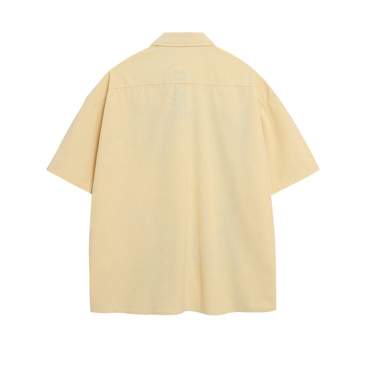 𝔼mbro 𝕊hirt𒉽美式復古可愛狗狗刺繡百搭寬鬆襯衫 IN639