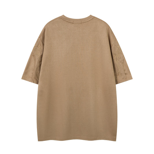 𝕃oose 𝔽it ☞𝟤𝟢𝟤𝟧 ☜美式復古設計感領口荊棘風格男女中性 T-Shirt寬版上衣 JK657