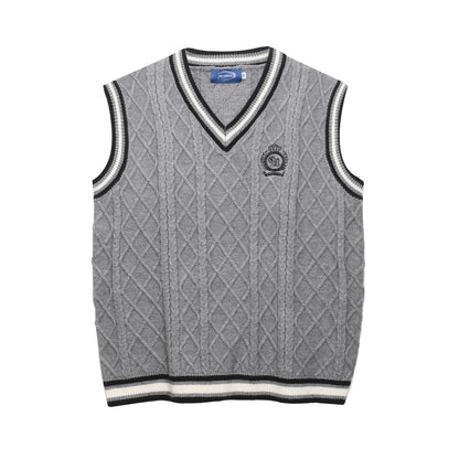 ⓀⓃⒾⓉ𒉽2025秋冬復古疊穿V領背心 IN-63