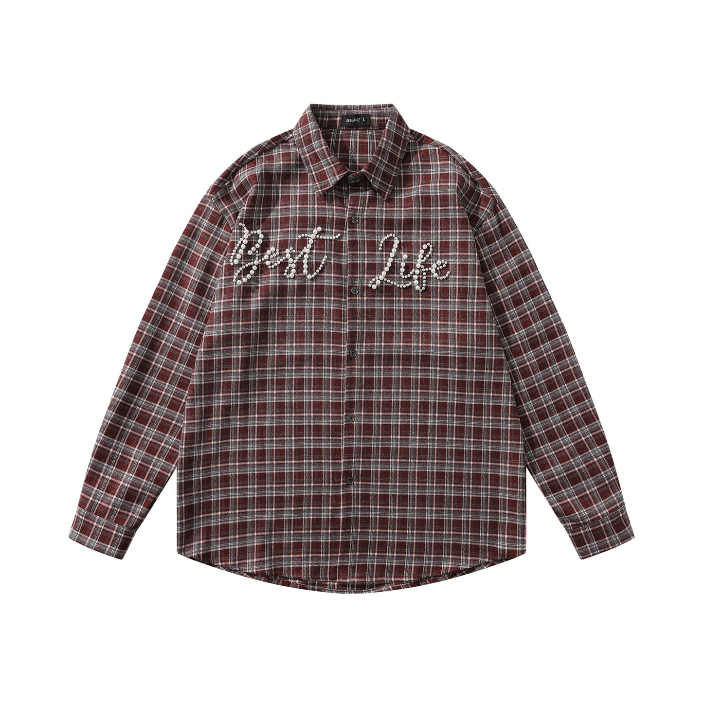 𝔼mbro 𝕊hirt𒉽2025秋冬復古格子寬鬆襯衫外套JD-2