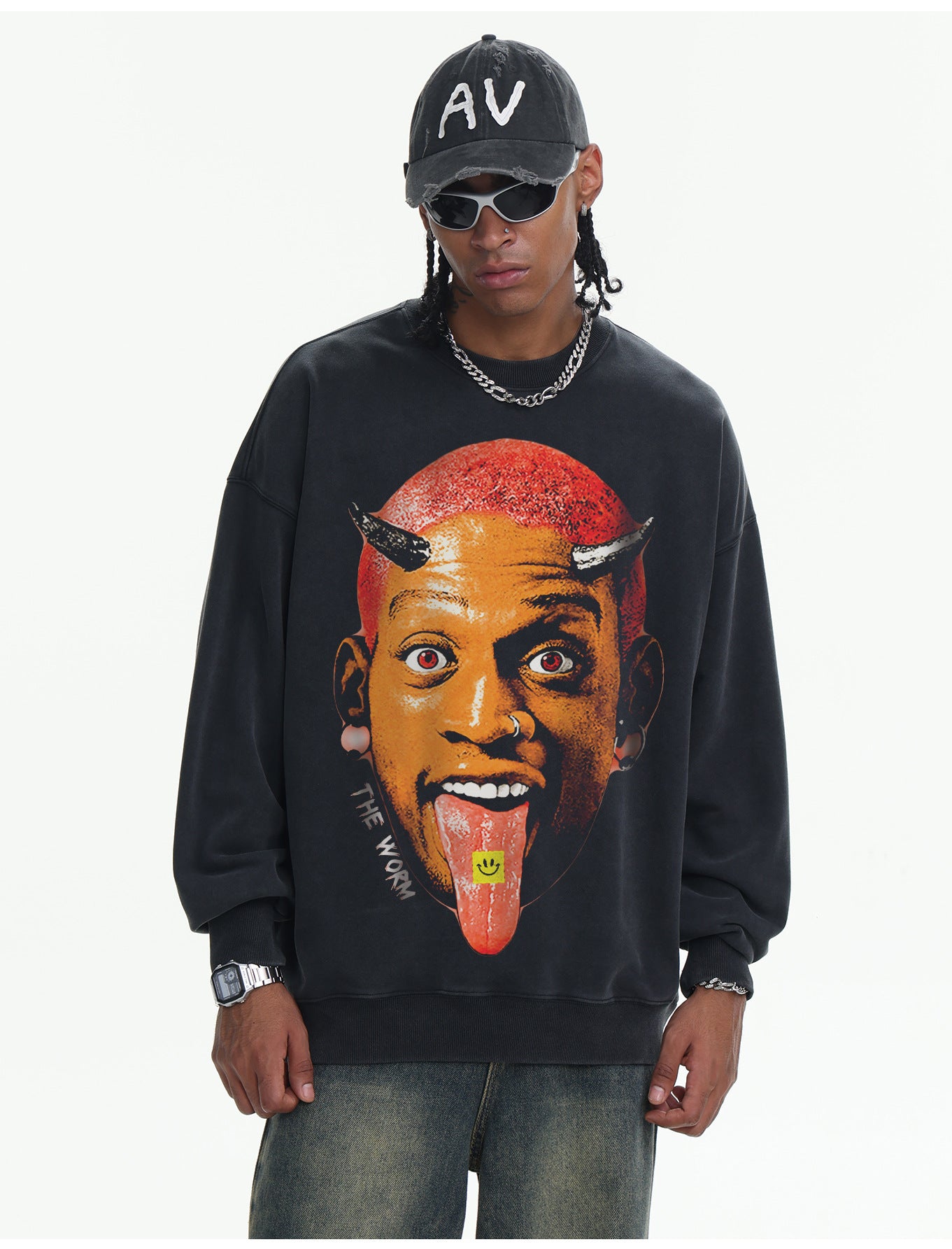 ♛𝔽𝕦𝕤𝕚𝕠𝕟 𝔽𝕠𝕔𝕦𝕤 ♛410G重磅水洗美式復古運動風圓領厚T  GH-43