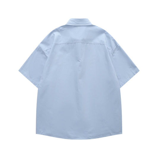 𝔼mbro 𝕊hirt𒉽美式復古可愛動物刺繡短袖百搭襯衫Y-59