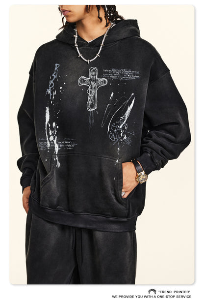 ♛𝔽𝕦𝕤𝕚𝕠𝕟 𝔽𝕠𝕔𝕦𝕤 ♛2025秋冬高磅復古水洗印花大學T B-30