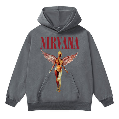 ♛𝔽𝕦𝕤𝕚𝕠𝕟 𝔽𝕠𝕔𝕦𝕤 ♛410G重磅水洗美式復古落肩連帽大學T  FZ-13