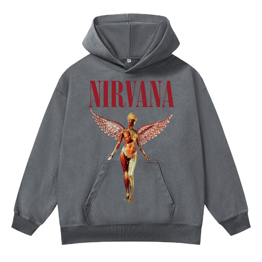 ♛𝔽𝕦𝕤𝕚𝕠𝕟 𝔽𝕠𝕔𝕦𝕤 ♛410G重磅水洗美式復古落肩連帽大學T  FZ-13