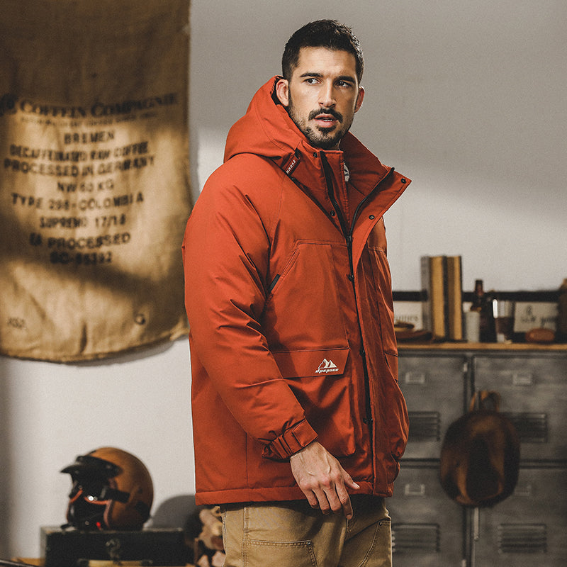 snɔoɟ uoı̣snɟ - 美式連帽羽绒服冬季防風禦寒保暖滑雪登山服潮牌寬鬆工裝外套 FG-366