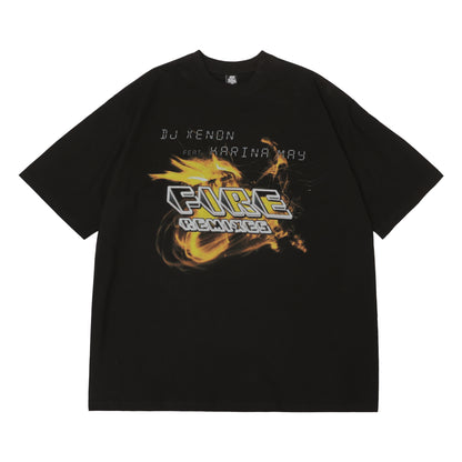 𝔽𝕦𝕤𝕚𝕠𝕟 𝔽𝕠𝕔𝕦𝕤 -ᴄʜɪᴄᴀɴᴏ♠︎悍匪♠︎  奇卡諾大碼寬鬆Vintage復古火焰hiphop嘻哈街舞短袖