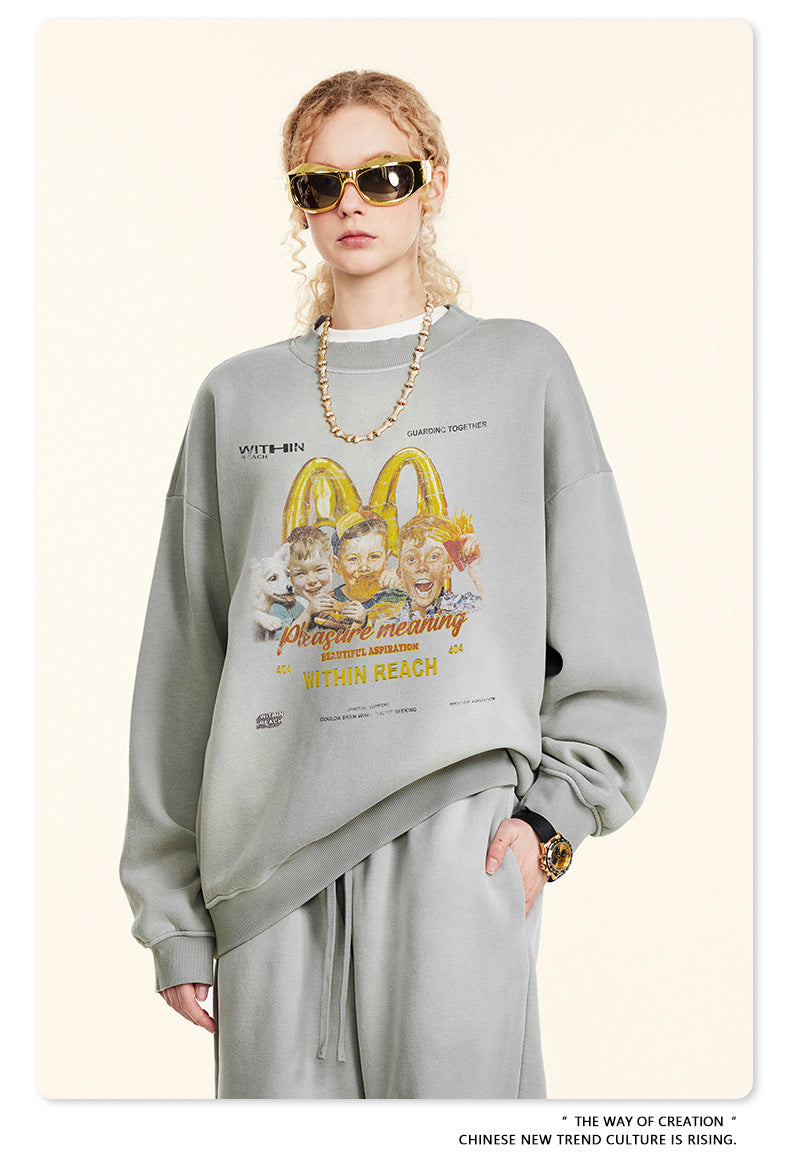 ♛𝔽𝕦𝕤𝕚𝕠𝕟 𝔽𝕠𝕔𝕦𝕤 ♛2025秋冬高磅復古水洗印花帽T B-00