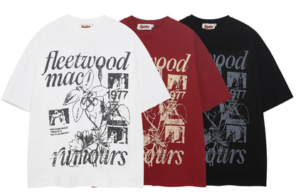 𝕃oose 𝔽it ☞𝟤𝟢𝟤𝟧 ☜美式復古印花字母圓領寬版上衣MT-1