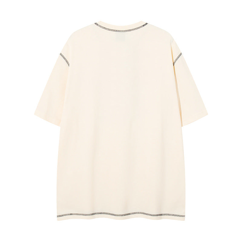 𝕃oose 𝔽it ☞𝟤𝟢𝟤𝟧 ☜美式復古小狗印花圓領男女中性 T-Shirt寬版上衣 P-7