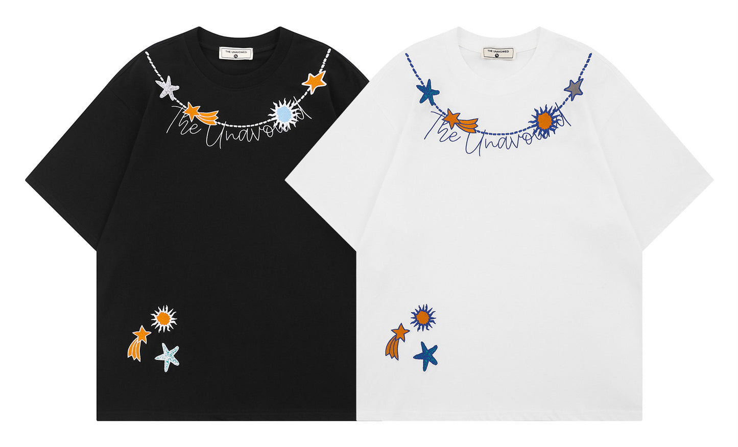 𝕃oose 𝔽it ☞𝟤𝟢𝟤𝟧 ☜美式復古海星刺繡圓領寬版上衣 T-72