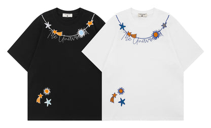 𝕃oose 𝔽it ☞𝟤𝟢𝟤𝟧 ☜美式復古海星刺繡圓領寬版上衣 T-72