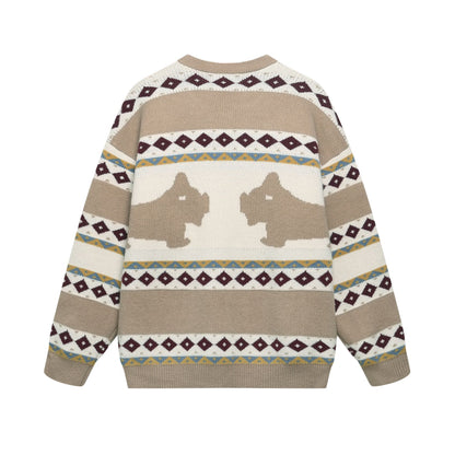 ⓀⓃⒾⓉ𒉽2025秋冬菱格紋圖案針織外套 K-55