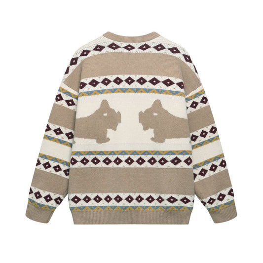 ⓀⓃⒾⓉ𒉽2025秋冬菱格紋圖案針織外套 K-55