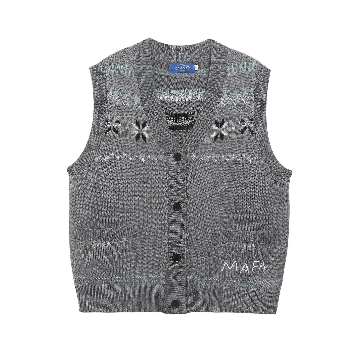 ⓀⓃⒾⓉ𒉽2025秋冬復古疊穿V領針織背心IN-23