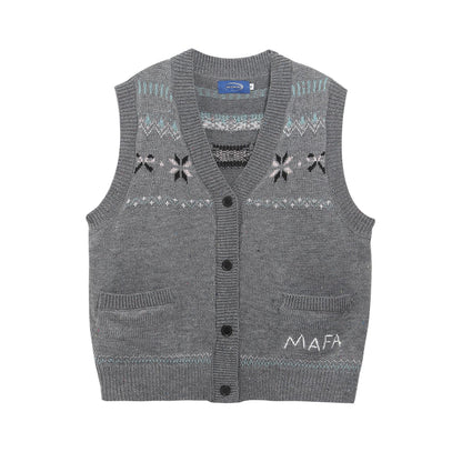 ⓀⓃⒾⓉ𒉽2025秋冬復古疊穿V領針織背心IN-23