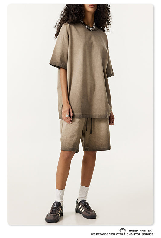 ▶𝔽𝕦𝕤𝕚𝕠𝕟 𝔽𝕠𝕔𝕦𝕤 ⌘𝓦𝓪𝓼𝓱𝓮𝓭 𝔀𝓲𝓷𝓭 ◀ 2025夏季歐美高街oversize寬鬆大碼半袖Ｔ恤雙紗平纹圓領短袖  TZ-02