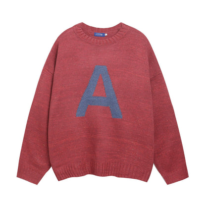 ⓀⓃⒾⓉ𒉽2025秋冬美式復古字母圓領慵懶針織 K-60