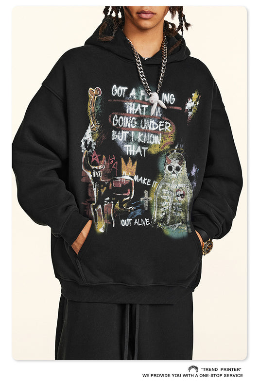 ♛𝔽𝕦𝕤𝕚𝕠𝕟 𝔽𝕠𝕔𝕦𝕤 ♛2025秋冬重磅復古水洗印花帽T B-87