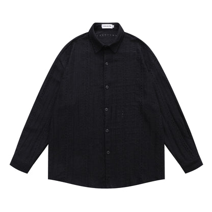 𝔼mbro 𝕊hirt𒉽2025秋冬卡通簍空條紋襯衫外套Y-91